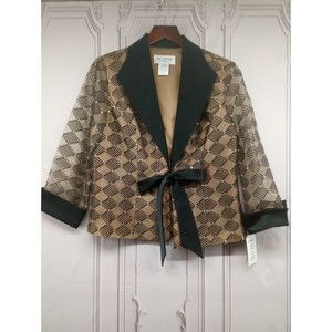 NWT J.R. Nites By Carol Lin Dressy Evening Jacket Size 10 Bronze Sparkle Sheer